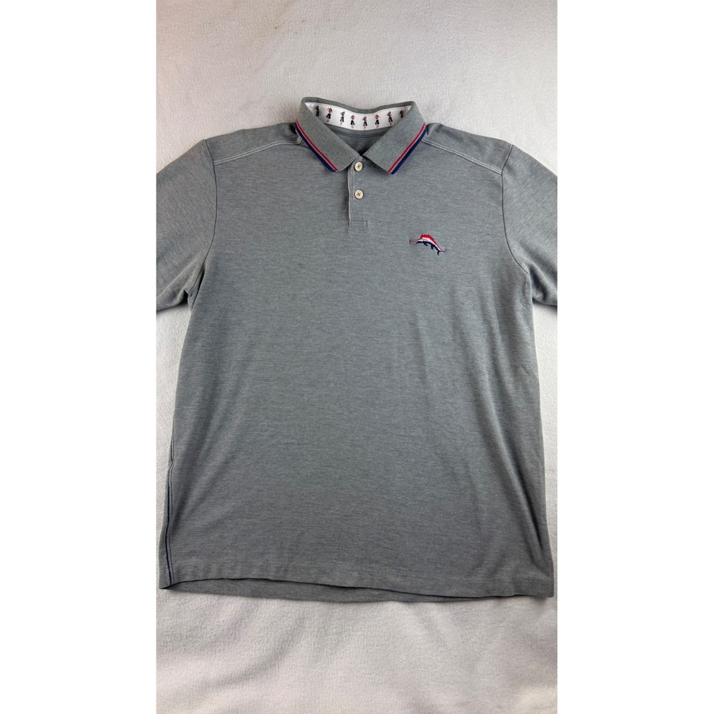 Tommy Bahama IslandZone Polo Shirt Hula Girl Trim Moisture Wicking Large